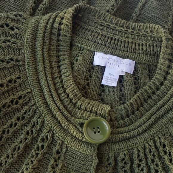 Charter Club Women's  Olive Cardigan Petite P/S - Picture 4 of 7
